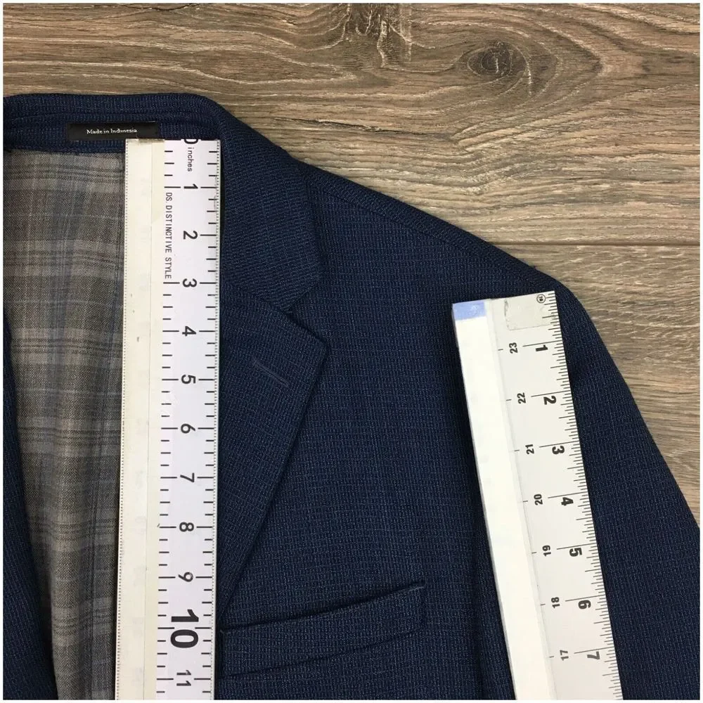 VINCE CAMUTO‎ Mens Blazer Sport Coat Casual Jacket Size 42L Blue Wool Suit